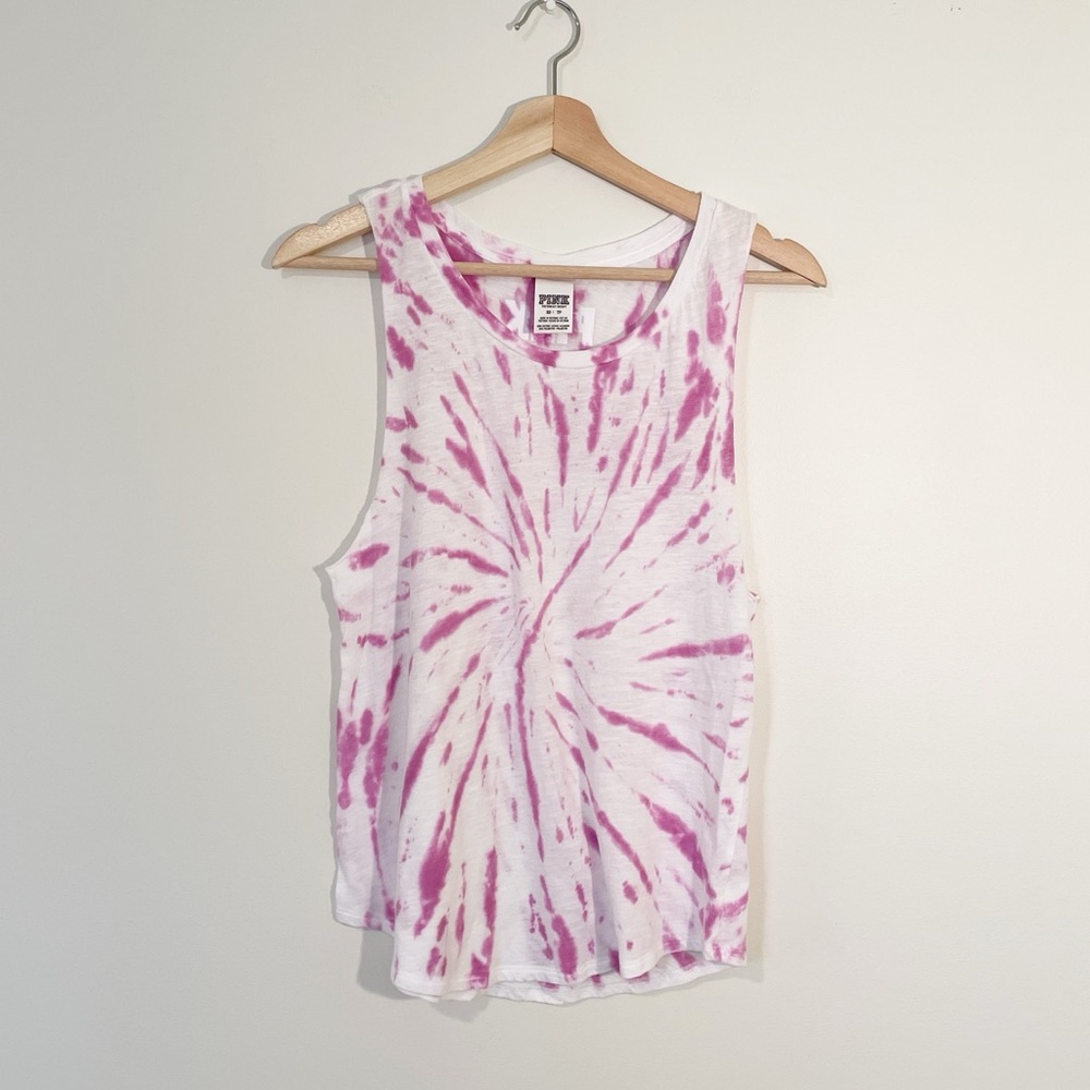 Victoria’s Secret PINK Purple & White Tie-Dye Muscle Tank Top